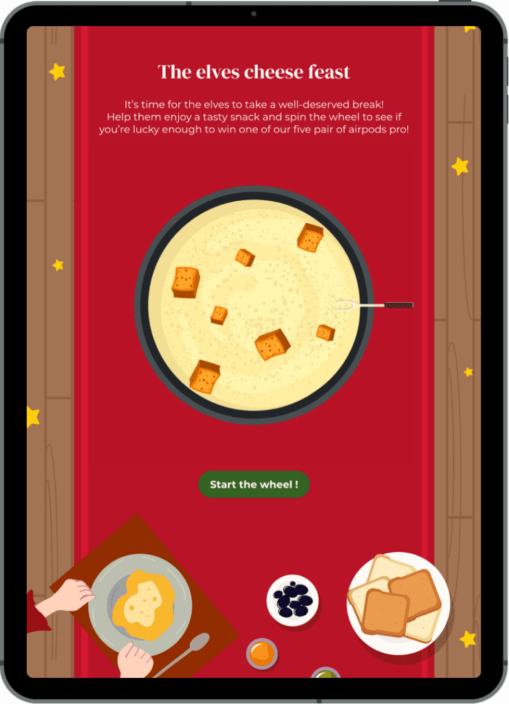 ipad cheese feast wheel of fortune christmas marketing campaign 740x1024