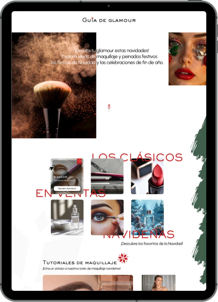 ipad landing page maquillaje ideas de marketing navideno  1x 740x1024