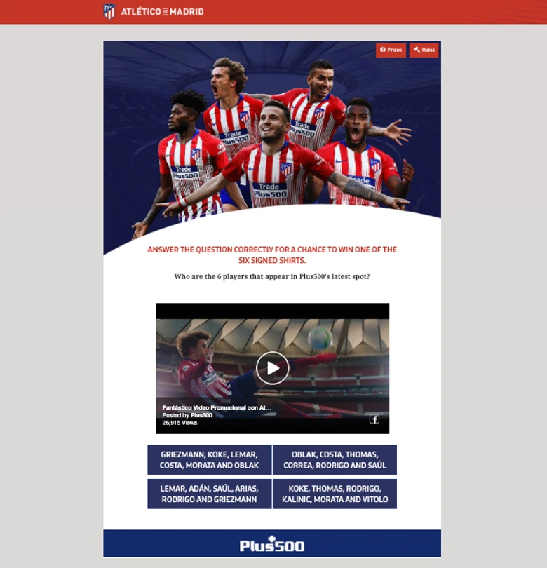 atletico de madrid campaign plus500