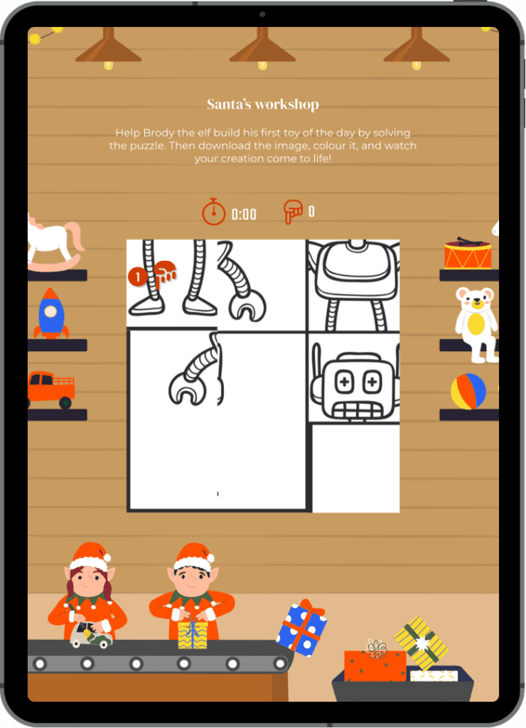 ipad santa workshop puzzle christmas marketing campaign 740x1024