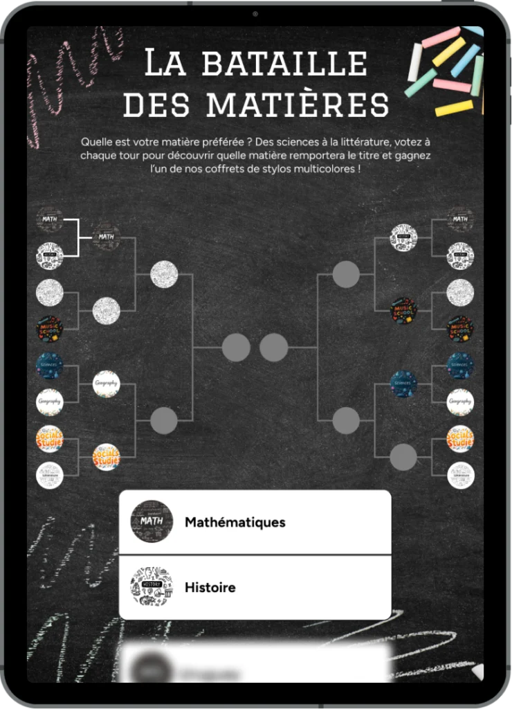 ipad tableau de tournoi matiere jeux concours halloween jeux concours automne campagne marketing rentree 740x1024