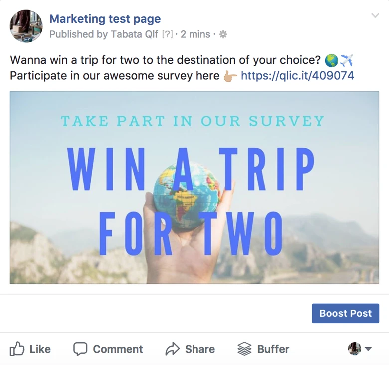 posting a photo and status update with link on facebook qualifio