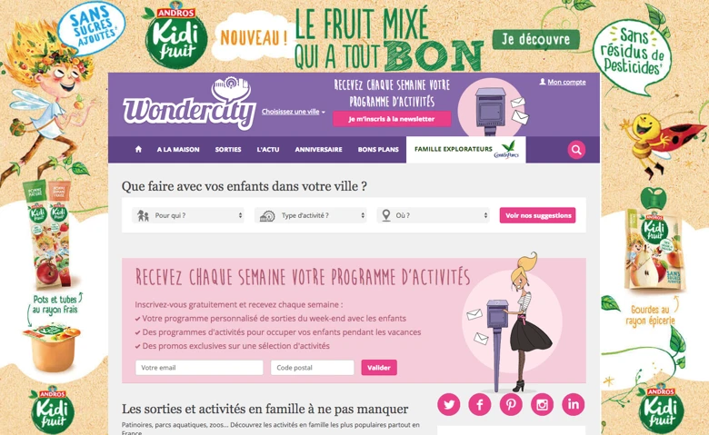 wondercity kidifruit andros publicite payante campagne