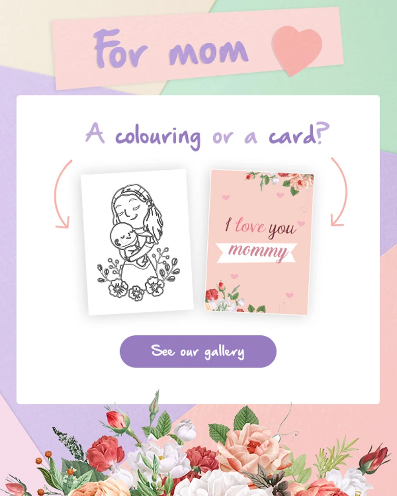 mothers day landing page card colouring