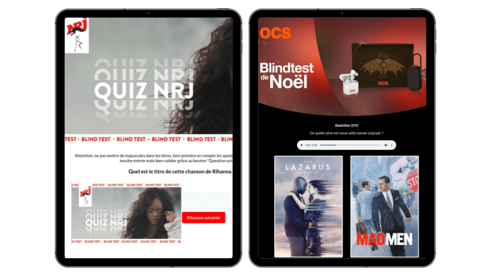 interactive quiz marketing blind test