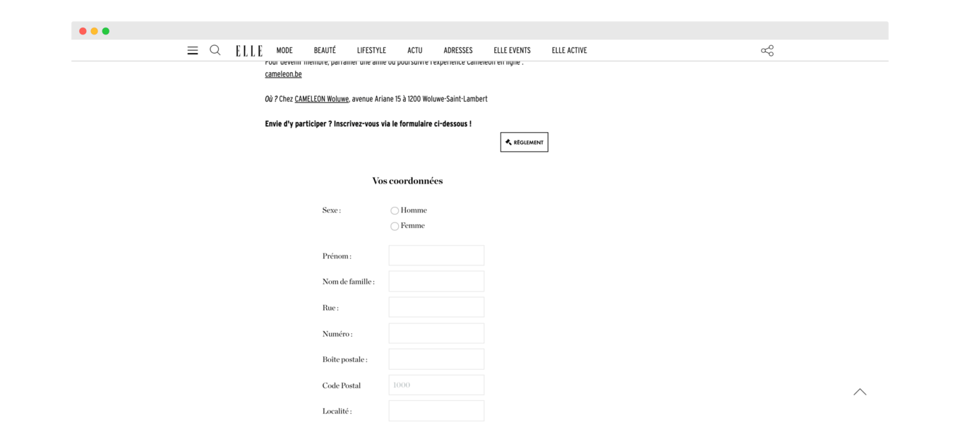 elle landing page