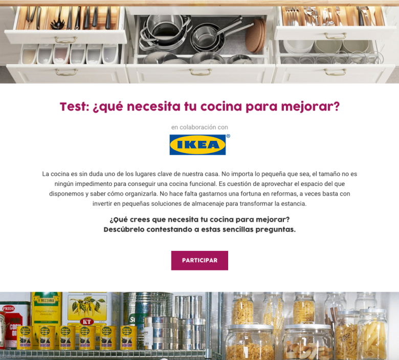 Enfemeninos personality test in collaboration with IKEA