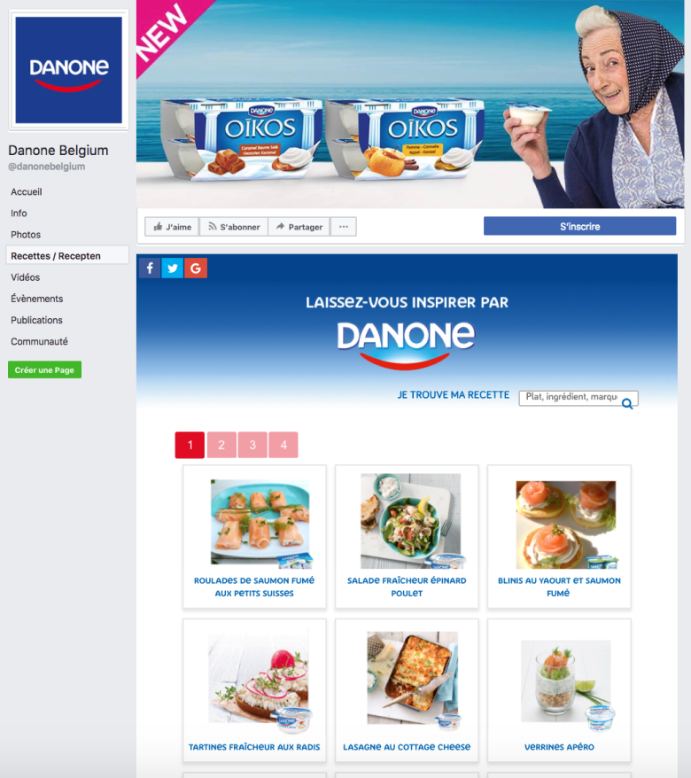 Danone's interactive cookbook
