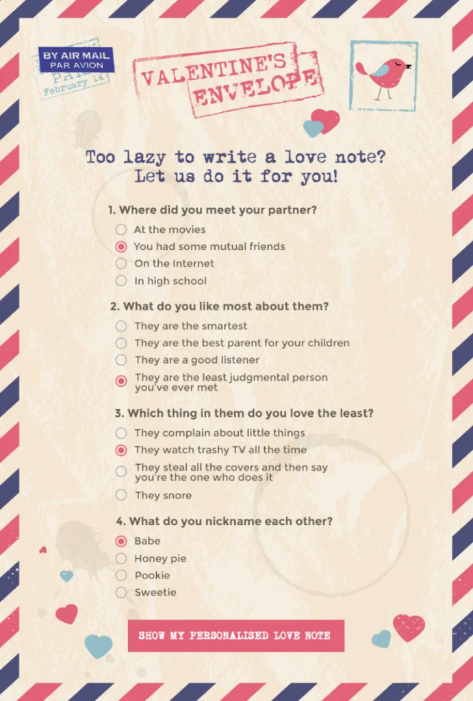 Valentine's Day: quiz