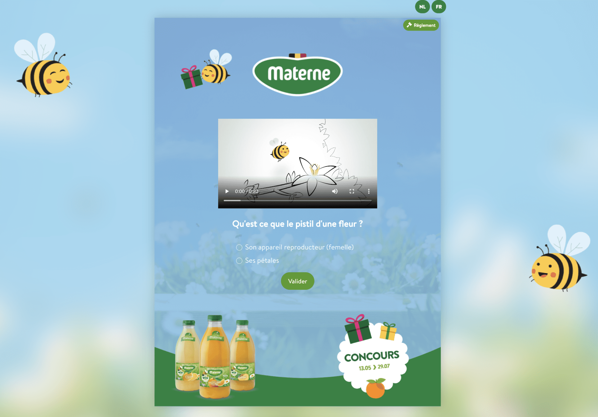 Le quiz éducatif de Materne