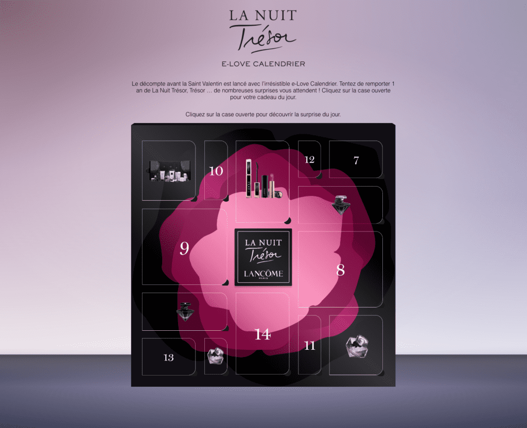 Picture Lancôme's e-love calendar
