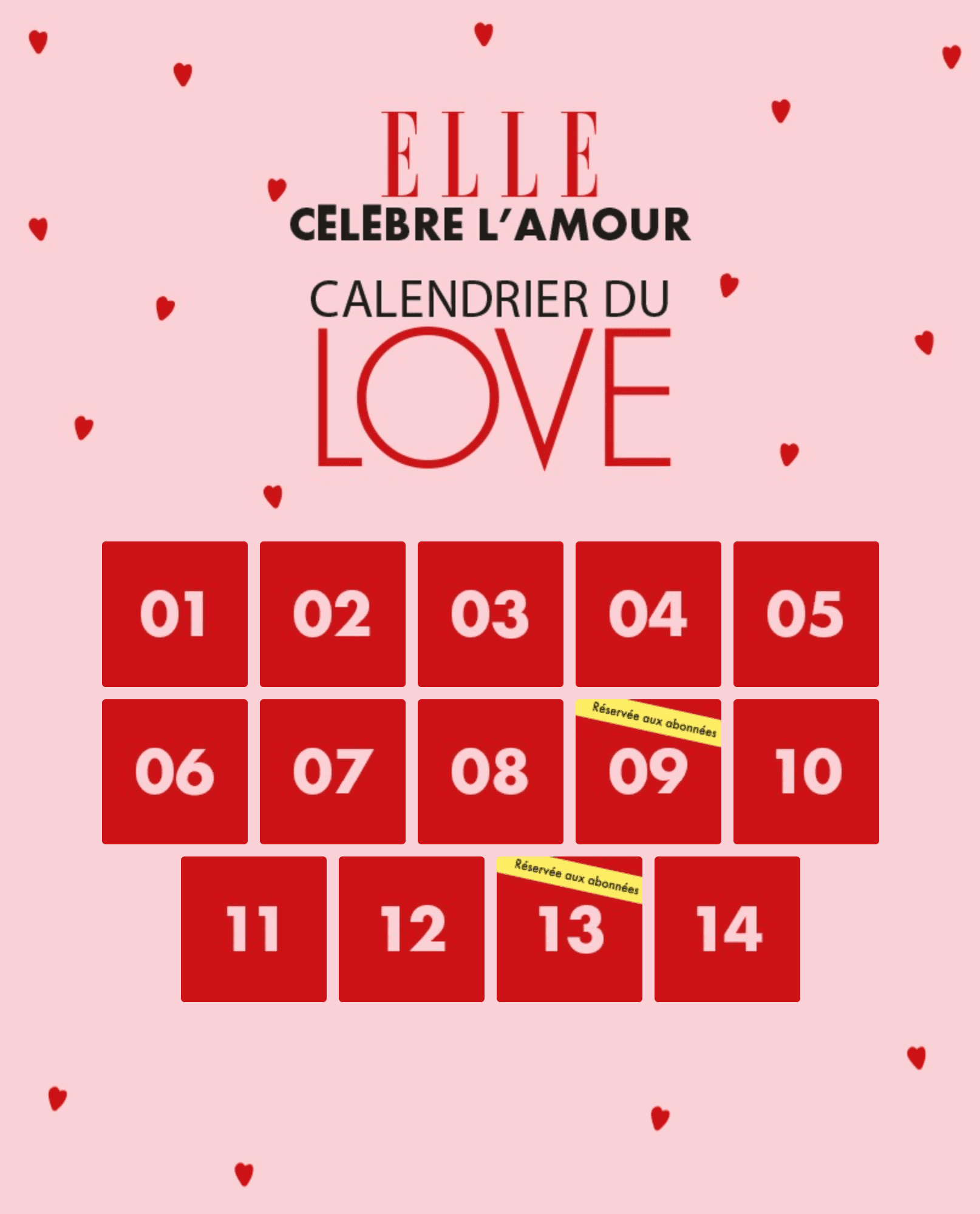 Le calendrier du love d&rsquo;Elle