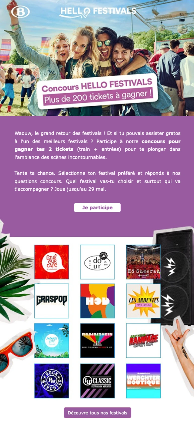 El calendario de festivales de la SNCB