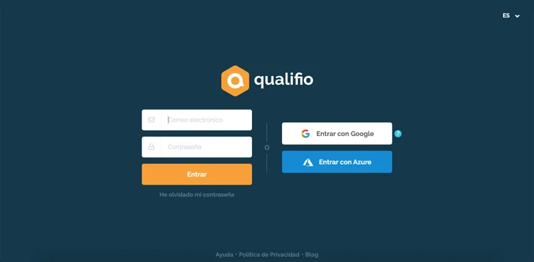 Página de acceso a Qualifio