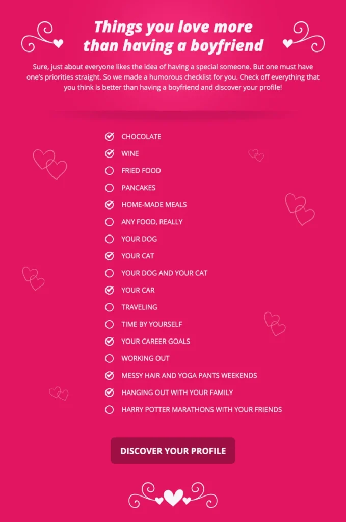 Valentine's Day: checklist