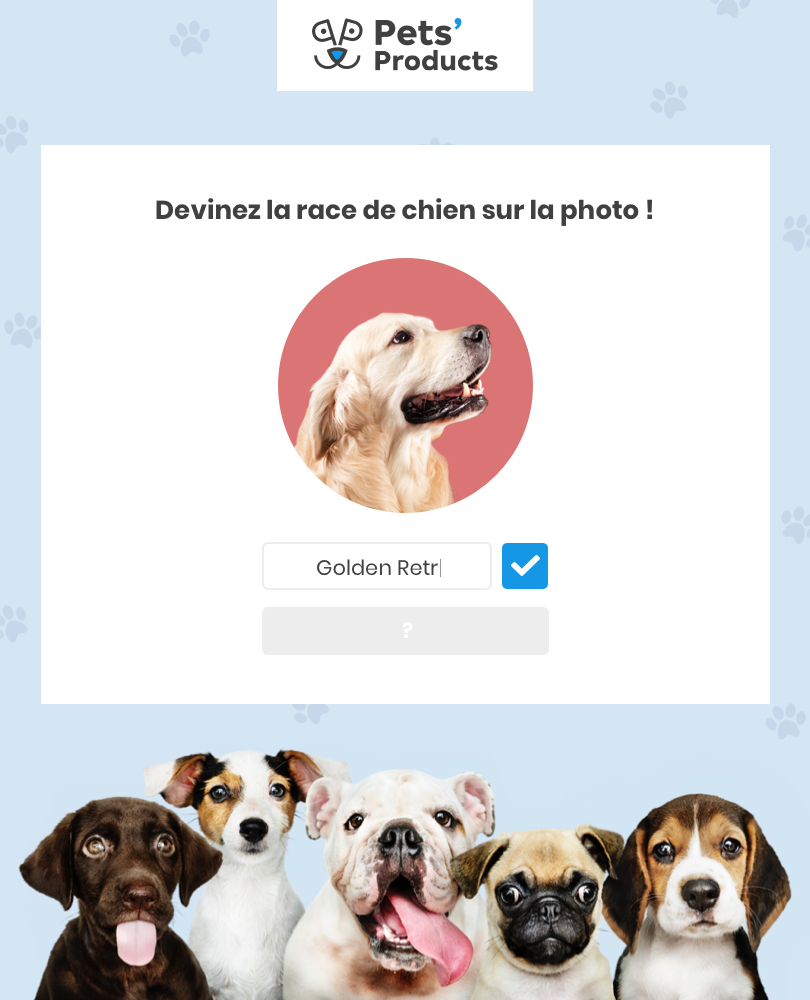 Quiz en images avec vérification instantanée : Devinez la race de chien sur la photo !