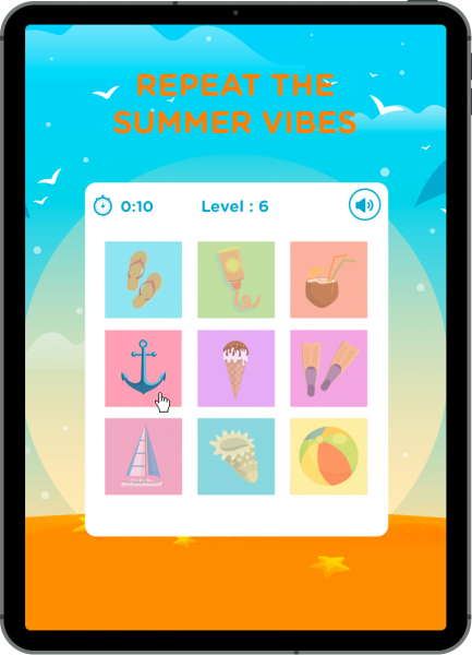 Repeat the summer vibes, a memory game by Qualifio